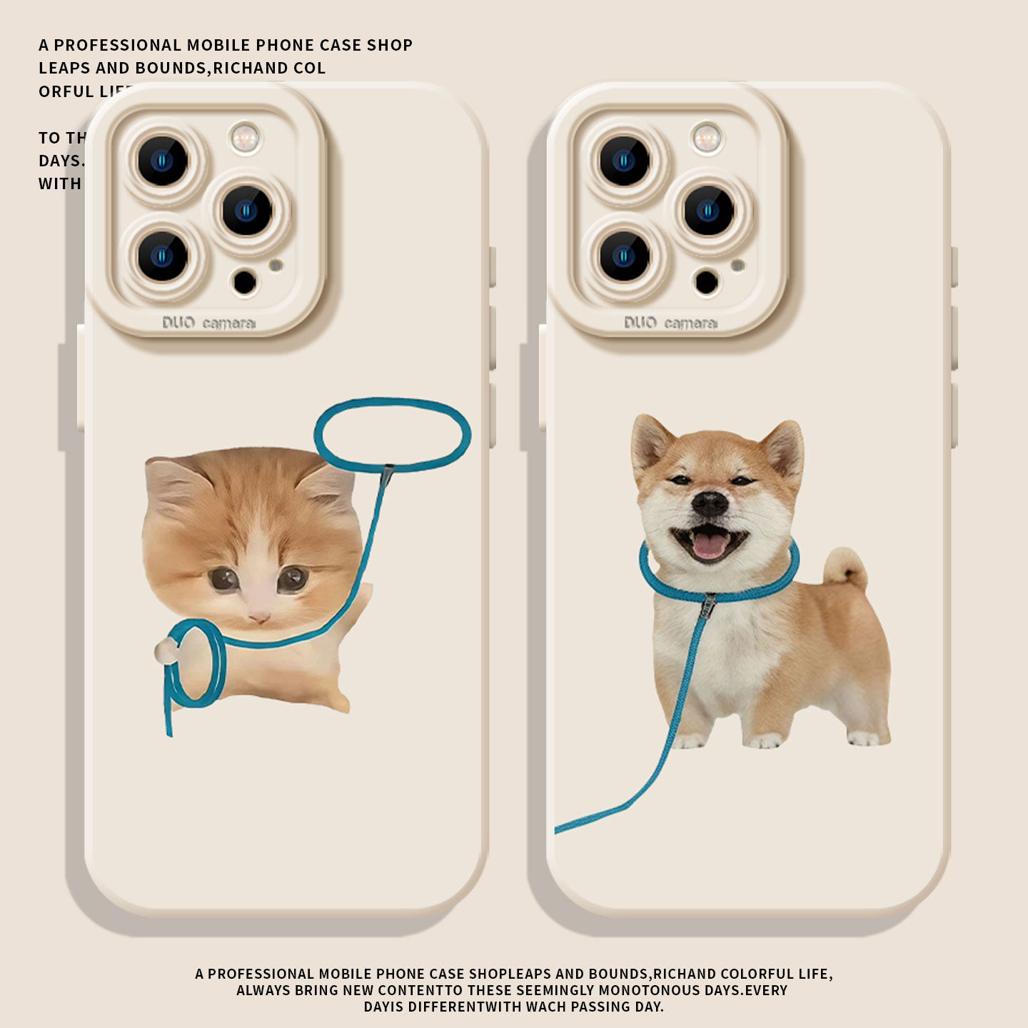 套绳猫狗适用苹果17promax手机壳iPhone15情侣16/14小米13/12华为pura90/80/70/mate60红米iqoo11/vivo荣耀op