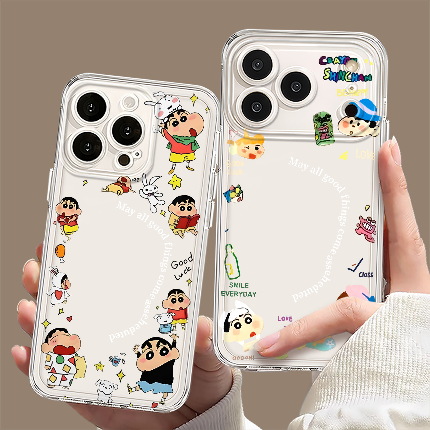 蜡笔小新小卡适用苹果17手机壳iphone16promax拍立得15可放照片14plus新款13mini透明12可爱11动漫x女xr/xs/8