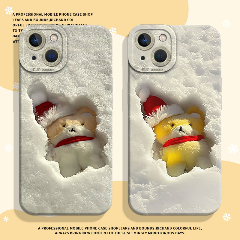 适用小米系列手机壳雪地里的玩偶