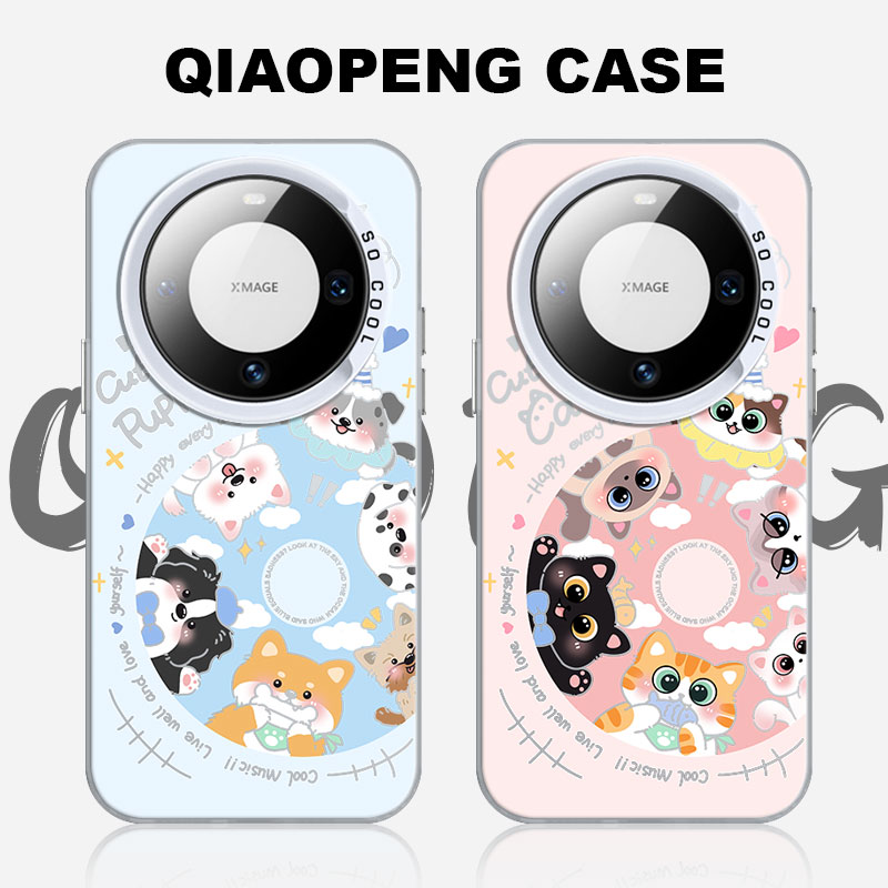 适用华为mate手机壳唱片小猫小狗