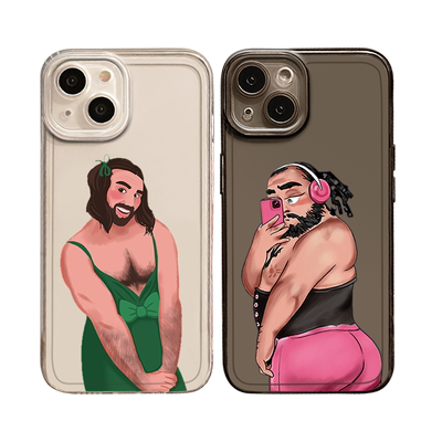 适用猛男自拍手机壳一加透明