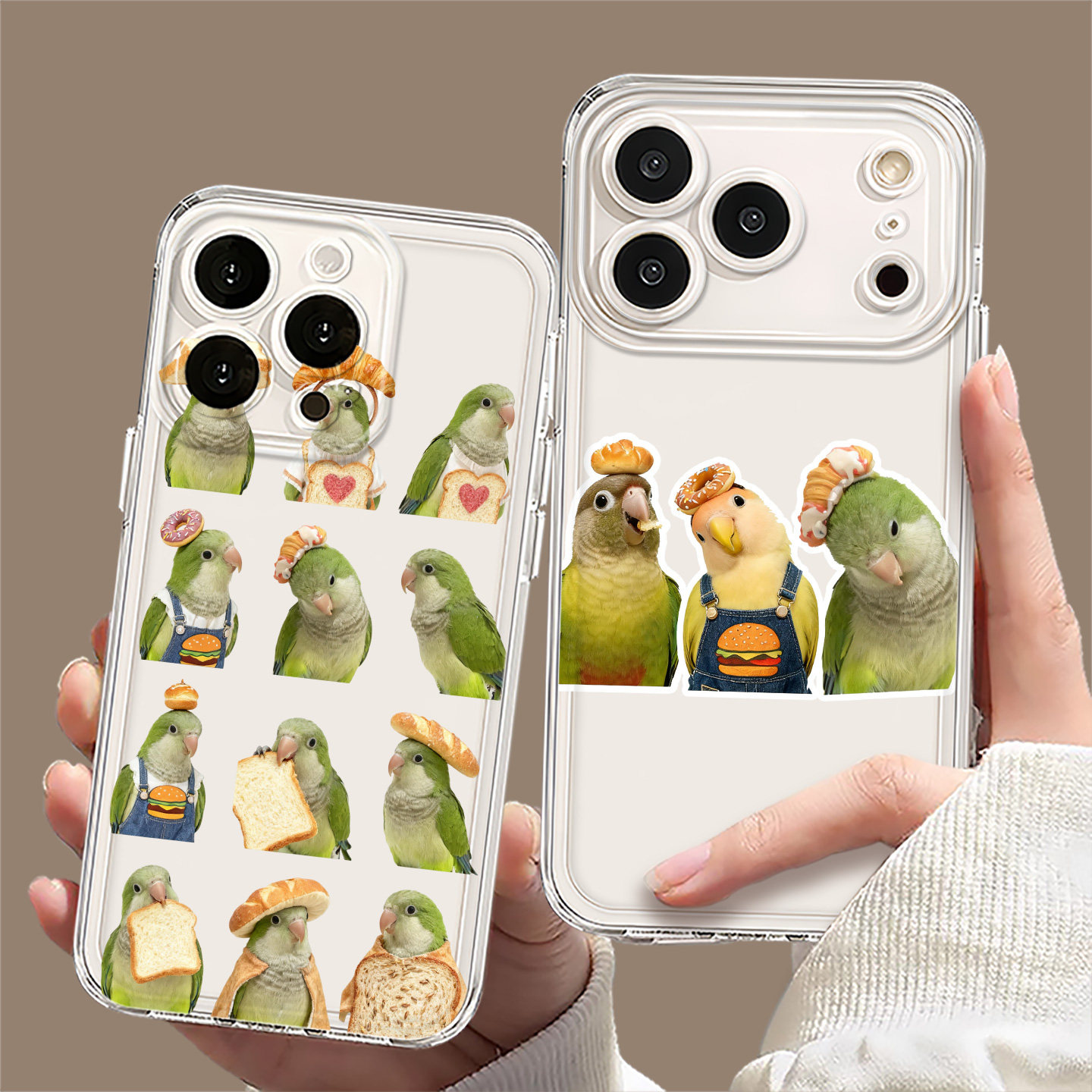面包鹦鹉适用苹果17手机壳新款iPhone16promax小鸟13卡通可爱14创意15治愈系plus小鸡12mini透明11男x女xr/xs