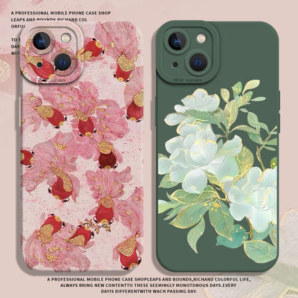 莲花适用小米14手机壳13pro锦鲤12新款17国风11老人civi4/turbo3荷花15红米k70k60k50k40sk90k80妈妈note10/9