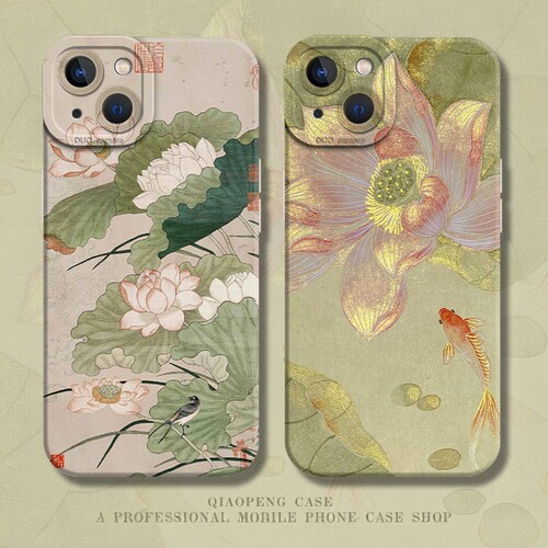 荷花锦鲤手机壳适用华为系列