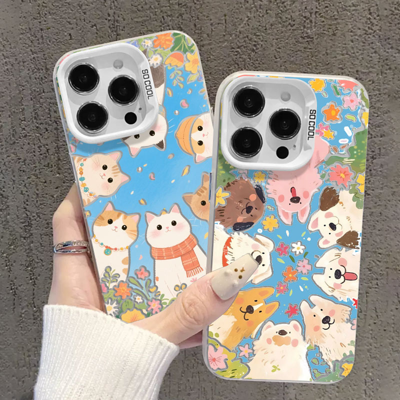 满屏花丛猫狗适用小米13pro手机壳12新款15红米k80k70k60k50k40k30情侣note14狗狗turbo4/3创意11ultra镂空10
