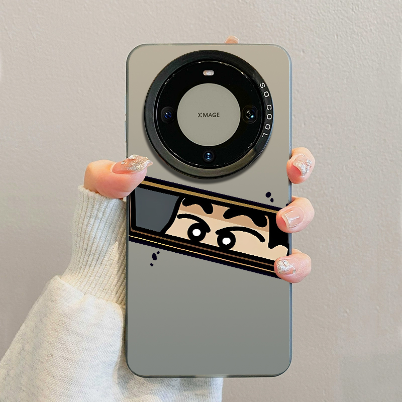 偷瞄蜡笔小新适用华为mate70pro+手机壳新款60搞怪趣味mata40动漫二次元mete50男生镜头防摔保护壳meta30外壳