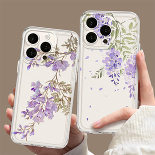适用小米17promax手机壳13紫藤花12国风15新机11新中式红米k90k80k70k60k50k40紫色turbo4新款note14透明10/9