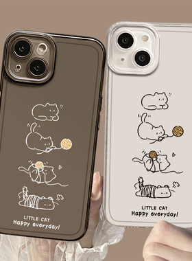 线团猫咪适用小米14手机壳15ultra小众17promax可爱12透明note13新款11红米k90k80k60k70k50k40高级turbo4女3