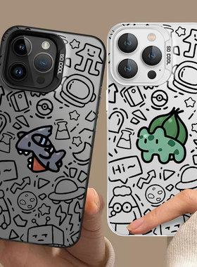 涂鸦线条宝可梦适用华为nova12pro手机壳pura70鲨鱼mate60荣耀200妙蛙11种子50动漫40/30/100/90/80/10/9/8/7