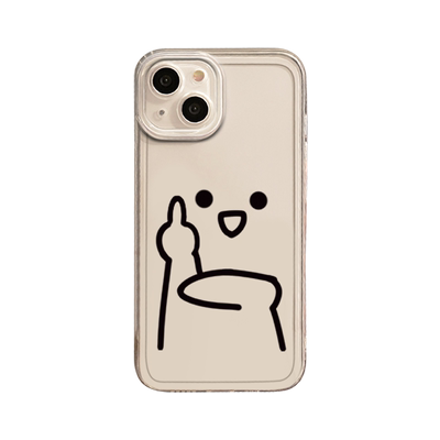 适用大中指手机壳三星透明