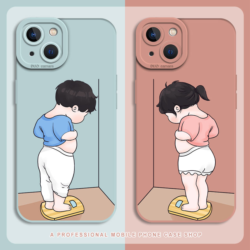 情侣手机壳夏天适用苹果15小胖子iPhone13promax小米14减肥11华为pura70新款mate60励志nova12男50女40硅胶30