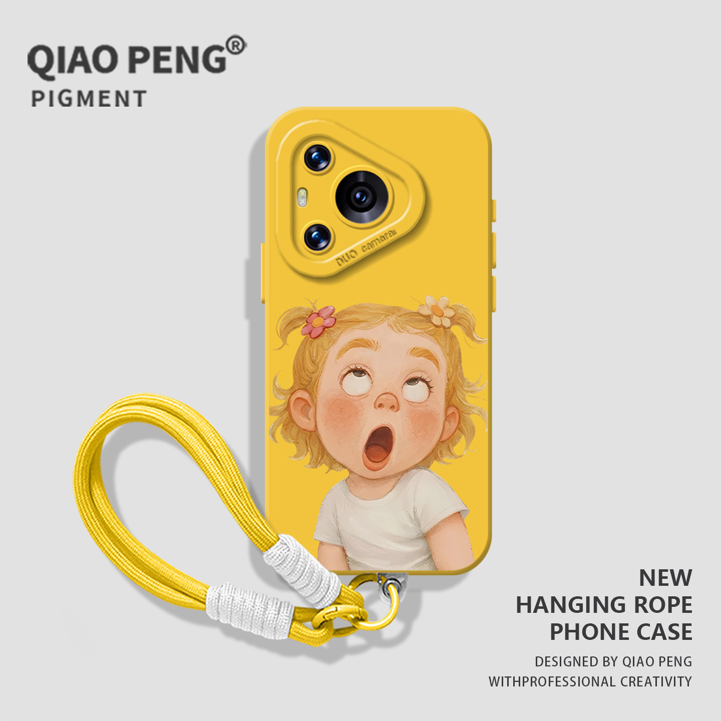 搞怪小女孩适用华为mate80手机壳pura90抽象70/60pro小众50挂绳40硅胶nova13新款14黄色15/12/11/10/9/8/7/30