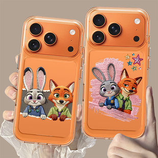 刺绣尼克朱迪适用苹果17promax手机壳iPhone17疯狂动物城16狐狸16pro兔子15星宇橙14卡通13太空壳17air 17pro