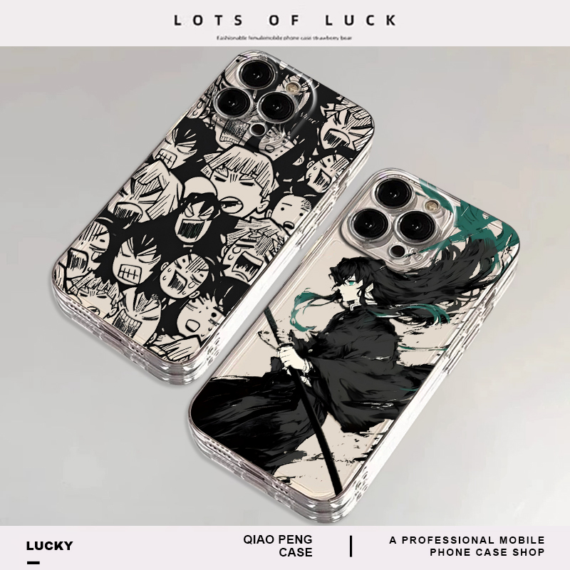 适用苹果手机壳线稿鬼灭之刃