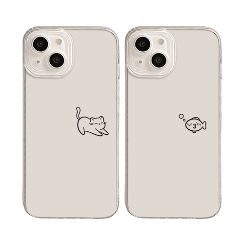 简约猫咪鱼适用一加11手机壳15/3/ace2v透明5至尊13/1+10pro/12/9r魅族22套21note/20/oppo高级8t新款oneplus