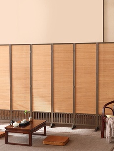 新中式 饰竹子屏障 实木复古入户摆件遮挡屏风隔断玄关酒店办公室装