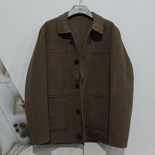 男士毛呢羊毛短款双面呢外套秋冬新款休闲夹克翻领男款呢大衣上衣