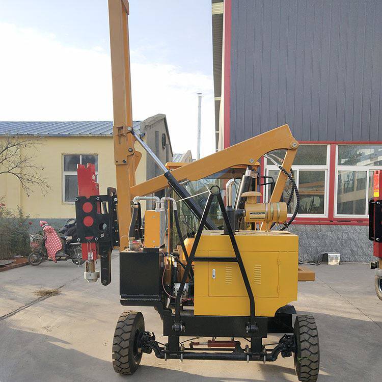 奥莱护栏打桩机 护栏打桩钻孔一体机 护栏式打拔钻机