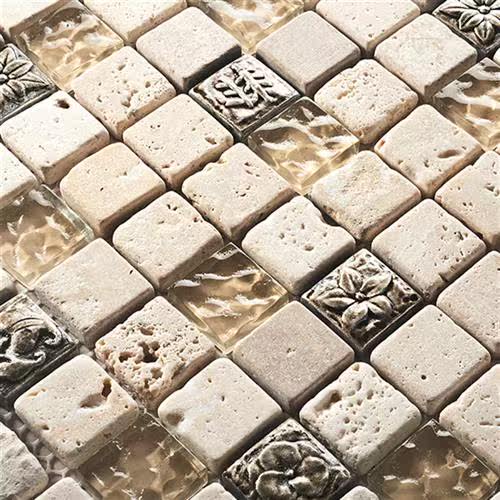 kasaro仿古艺术大理石材复古洞石马赛克卫生间瓷砖电视背景墙贴