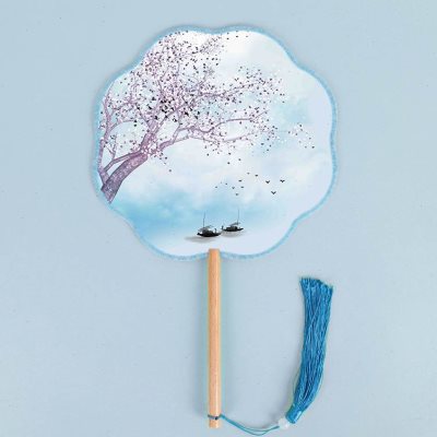 古风圆扇走秀舞蹈扇子汉服配饰女童团扇中式宫扇女孩少女旗袍小扇