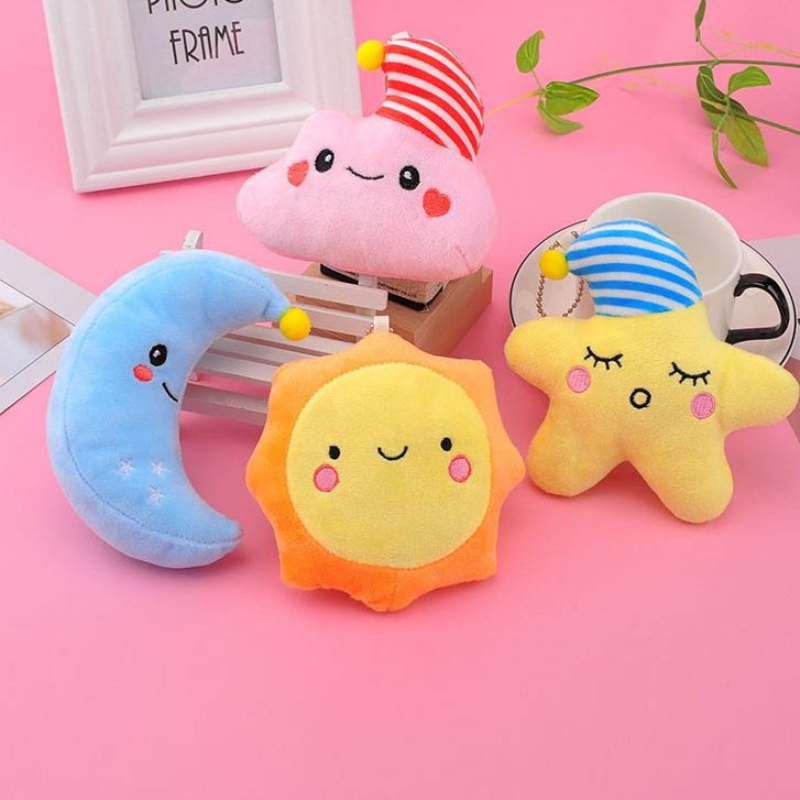 可爱少女心星星月亮太阳白云毛绒挂件钥匙扣公仔适用14岁以上
