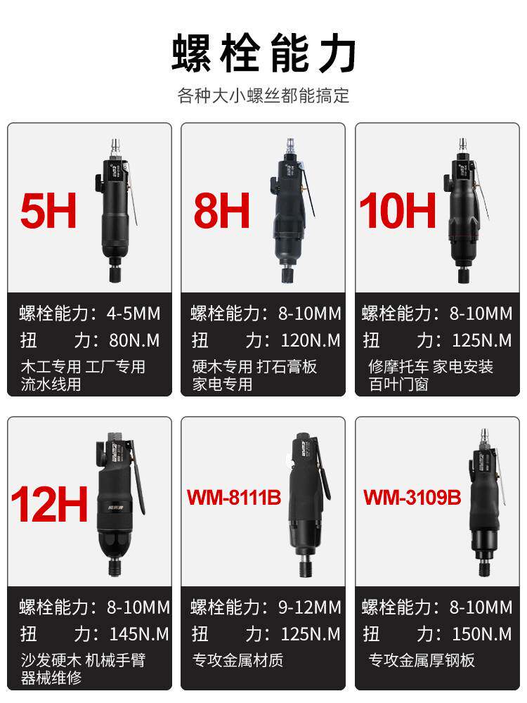 威马风批气动螺丝刀工业级木工起子5H8H10H气批气动工具风动改锥