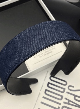 轻奢气质高定牛仔布艺发卡发箍女高级感成人外出头饰压发洗脸头箍