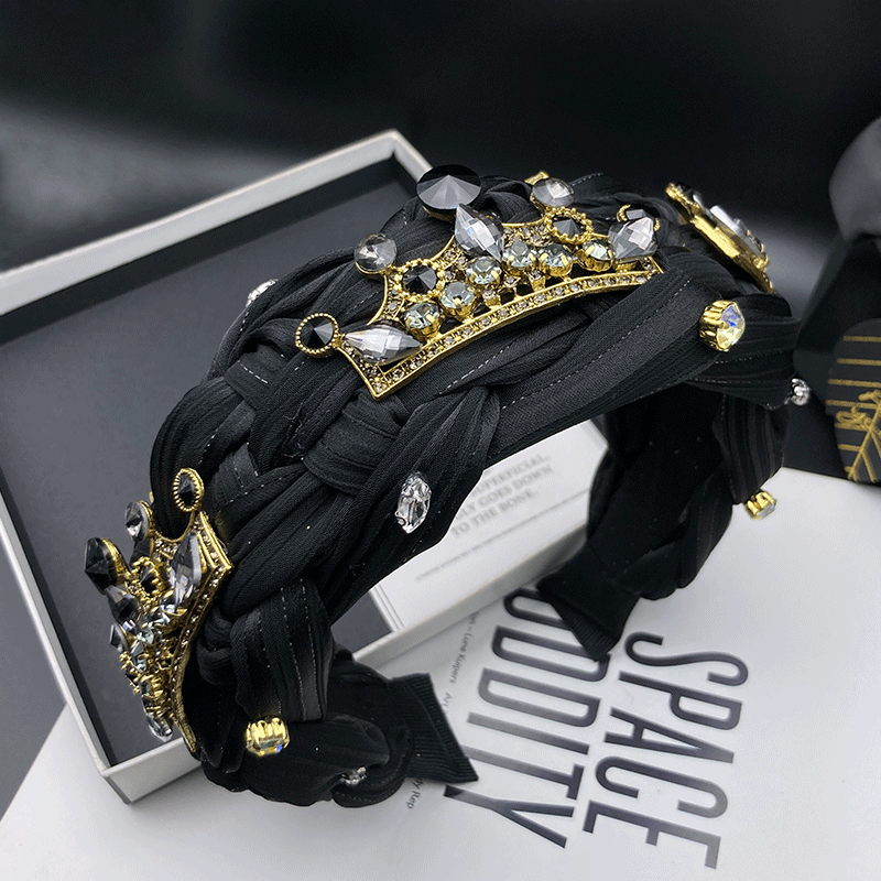 临嫣发箍布艺皇冠镶钻头箍