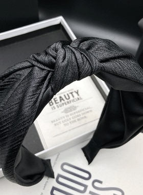 高定布艺发卡发箍女高颅顶显脸小黑色高级感头饰宽边压发洗脸头箍