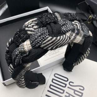 发卡发箍女2025秋冬新款拼色编织高颅顶成人头饰宽边压发洗脸头箍