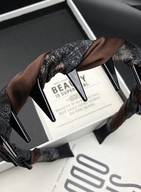 轻奢高定拼色发卡发箍女窄边成人洋气发捆头饰带齿压发洗脸头箍