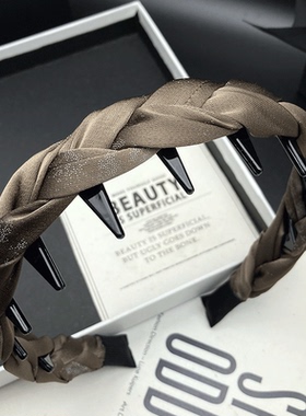 原创高定香槟色麻花编织发卡发箍女带齿防滑高冷范外出压发头箍