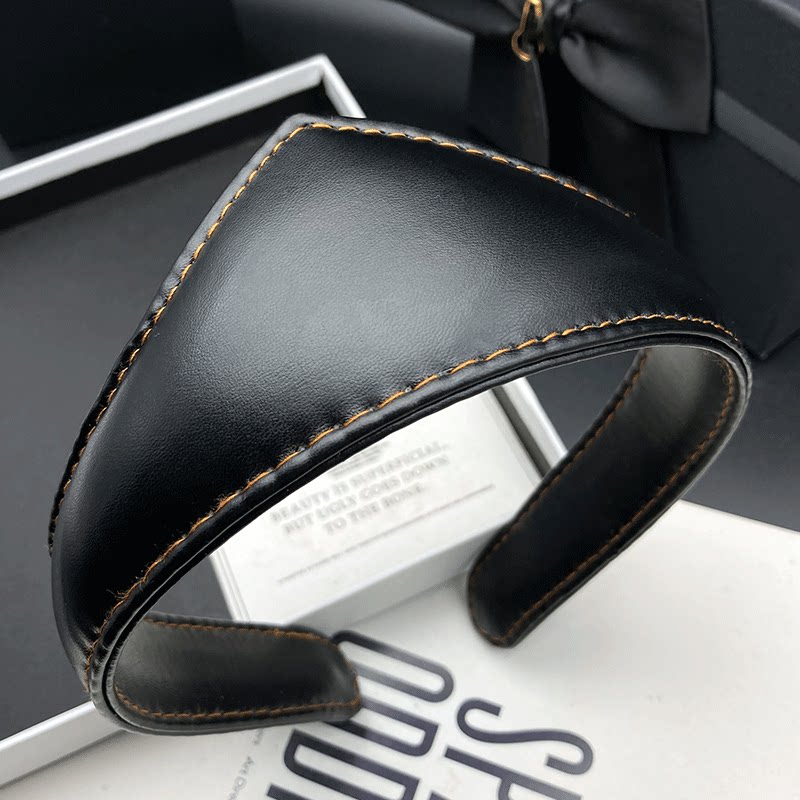 欧美风时尚个性发卡发箍女PU成人外出发捆头饰宽边压发洗脸头箍