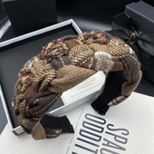 美拉德咖色多布艺拼色发卡发箍女高颅顶成人遮白发头饰宽边头箍