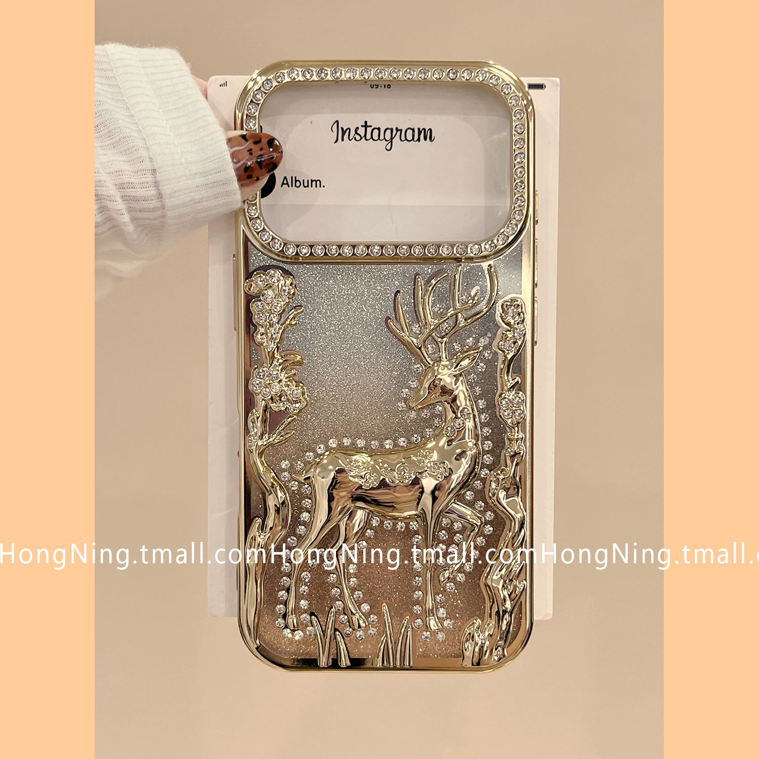 小香风闪钻立体梅花鹿适用iPhone17ProMax手机壳创意个性苹果16pro小众15PRO新款女款13硅胶14防摔情侣全包软