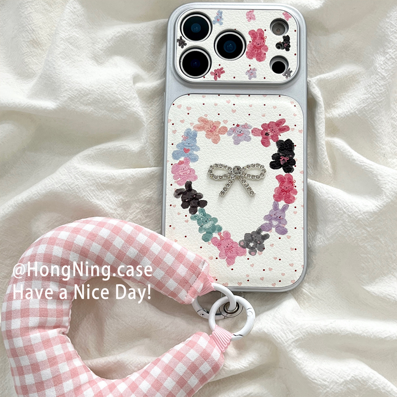 小香风彩色兔子爱心蝴蝶结适用iPhone17ProMax手机壳带挂绳苹果16pro新款15PRO女款小众13硅胶14防摔全包软壳,3C数码配件,手机保护套/壳,淘宝优惠券,粉丝福利购,淘宝优惠卷