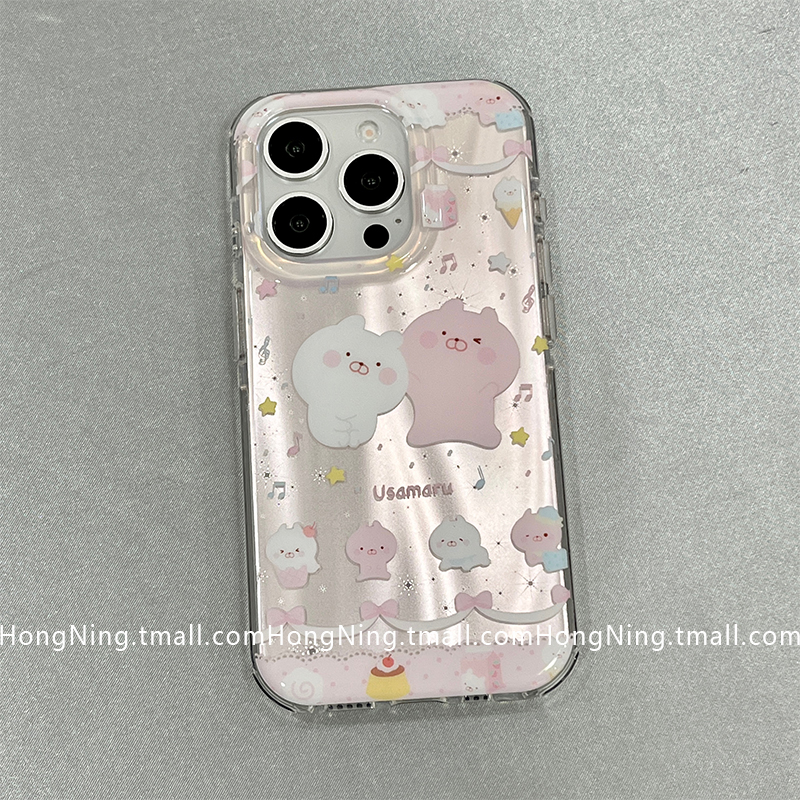 韩风软萌粉色可爱卡通小熊适用苹果16ProMax手机壳带链条iPhone13新款16pro小众女款14防摔15PRO硅胶全包软壳
