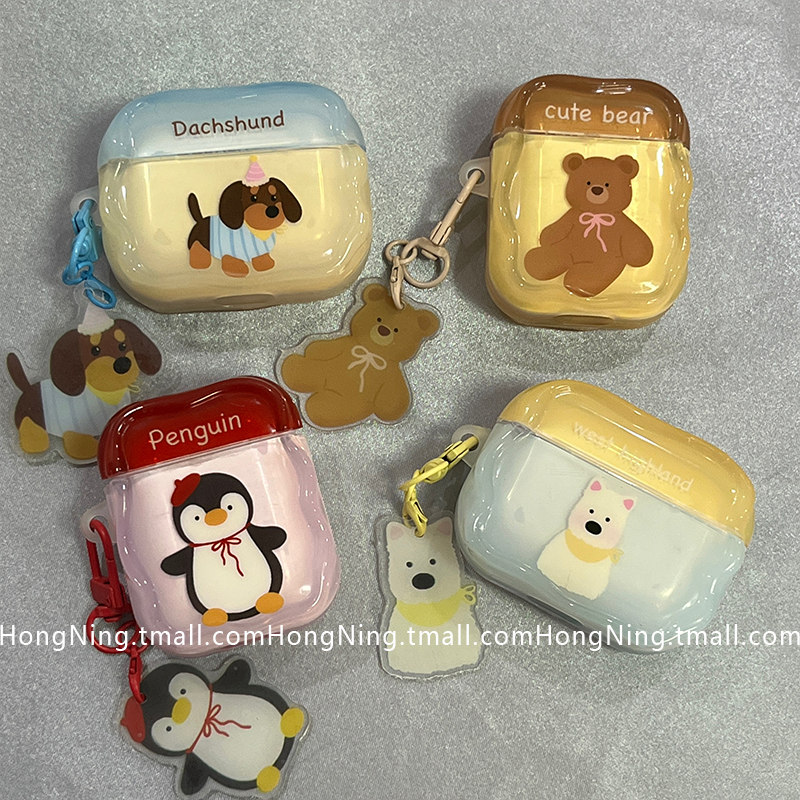 趣味可爱卡通带吊坠适用新三代airpods4保护套新款女苹果蓝牙无线耳机壳1/2代硅胶软airpodspro二代情侣简约