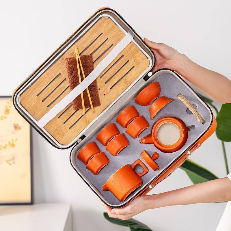 旅行茶具陶瓷提梁壶茶盘便携式包茶杯功夫套装颜值商务伴手礼,餐饮具,旅行茶具,淘宝优惠券,粉丝福利购,淘宝优惠卷