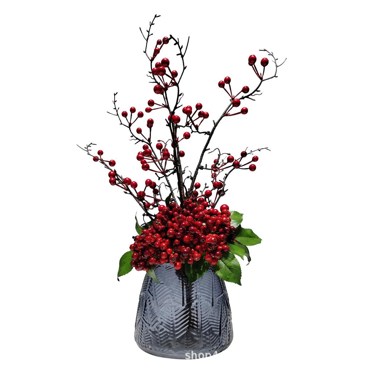轻奢花艺摆件酒店餐桌花仿真绿植玻璃花器现代售楼处别墅餐厅摆花