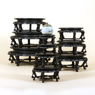 树脂防水中式复古花盆底座奇石展示盆栽塑料底托花盆花架摆件装饰