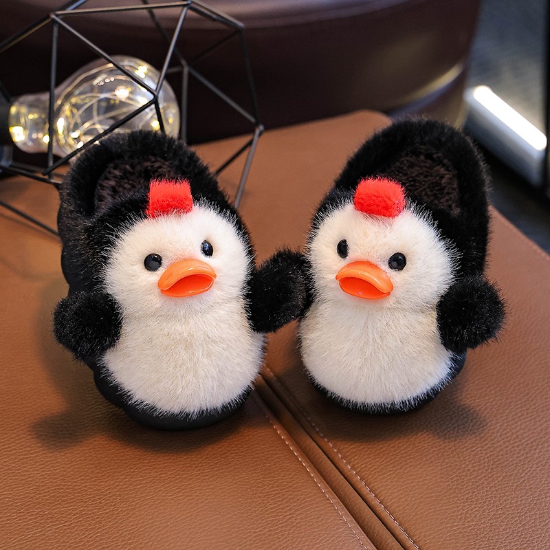 儿童棉拖鞋2025冬季卡通可爱小鸭子拖鞋宝宝室内加绒厚底棉鞋