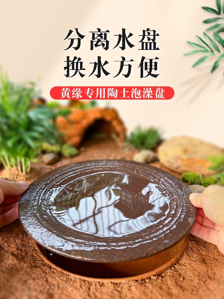 家用黄缘龟专用喝水盘造景半水龟乌龟泡澡盆洗澡盆分离式生态饲养