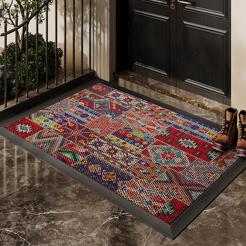 入户门地垫民族风大门口进门防滑脚垫子玄关家用高弹耐脏除尘地毯