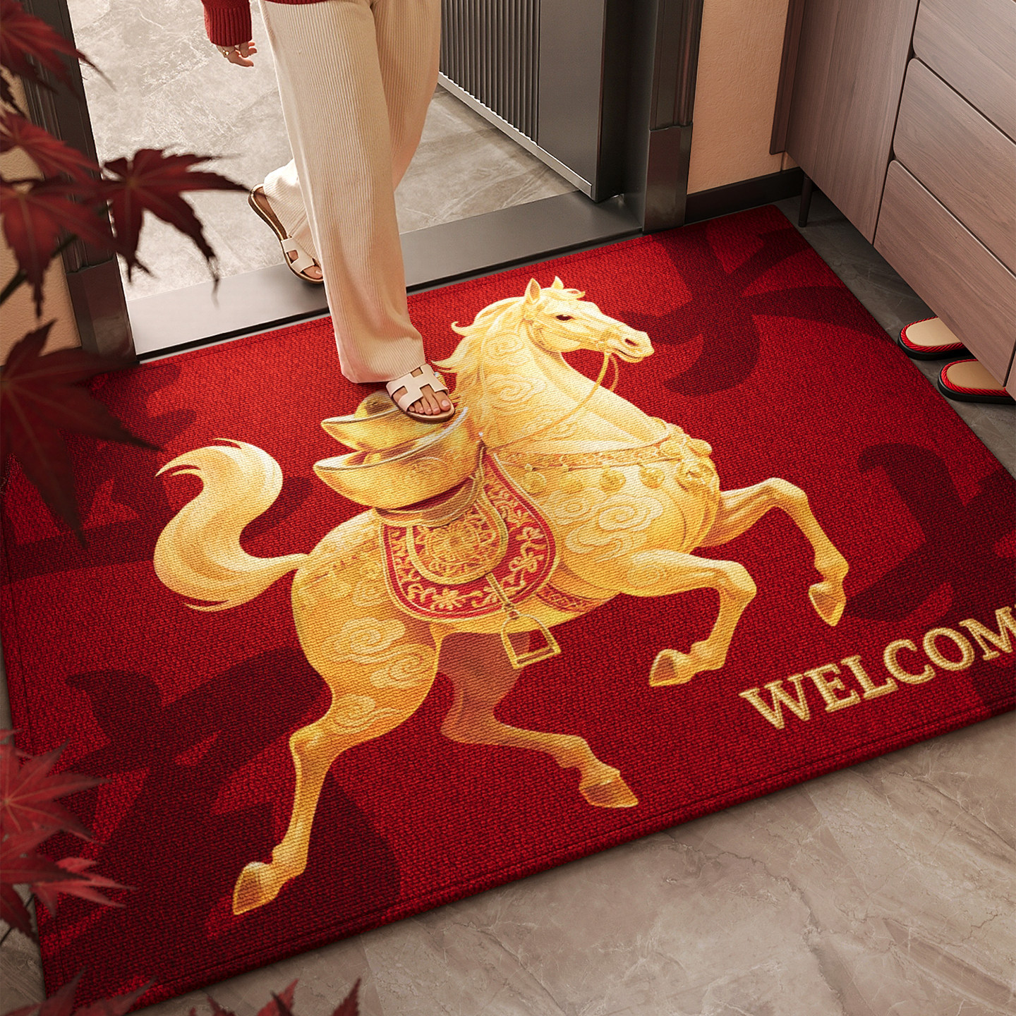 入户门地垫玄关大门口门垫防滑脚垫马年喜庆高级感可裁剪地毯定制,居家布艺,入户地垫,淘宝优惠券,粉丝福利购,淘宝优惠卷