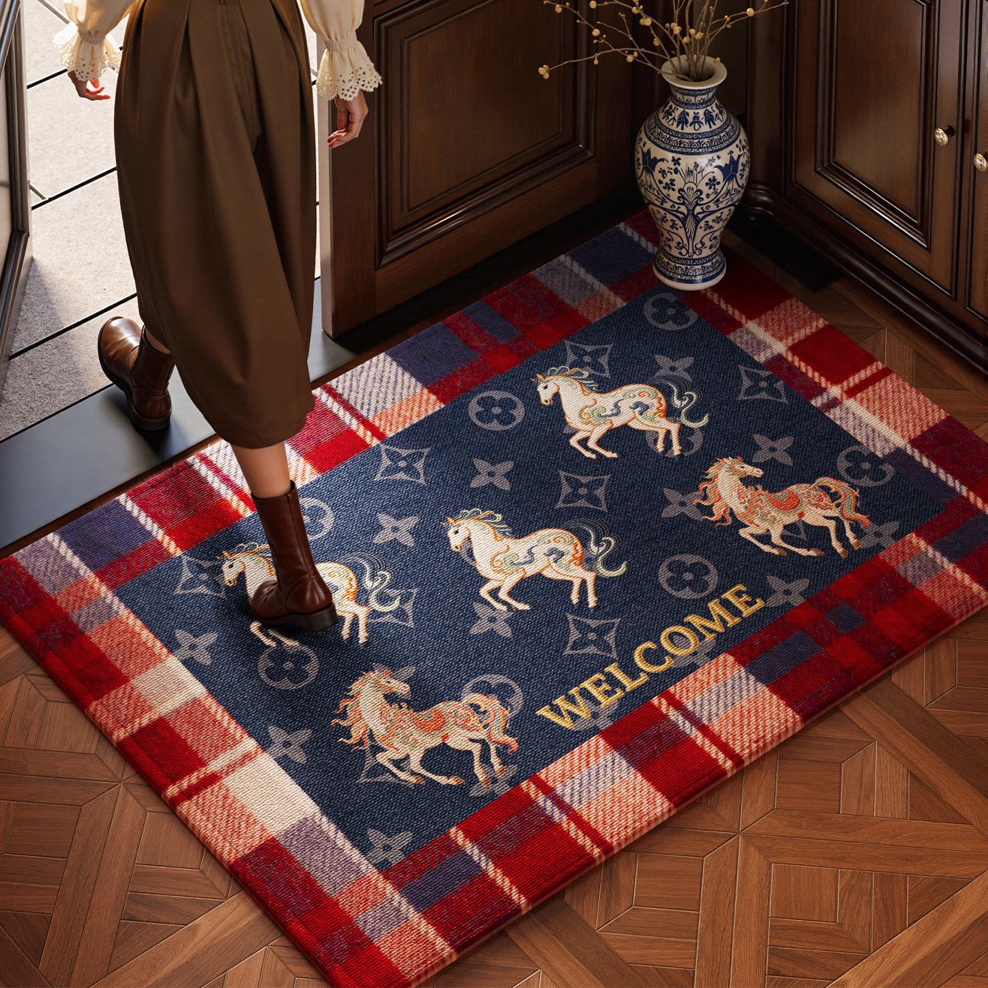 马年入户门地垫2026新款玄关防滑脚垫耐磨耐脏除尘可裁剪地毯门垫,居家布艺,入户地垫,淘宝优惠券,粉丝福利购,淘宝优惠卷