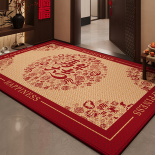 马年入户门地垫红色防滑脚垫喜庆新年大门口室外地毯玄关蹭土门垫