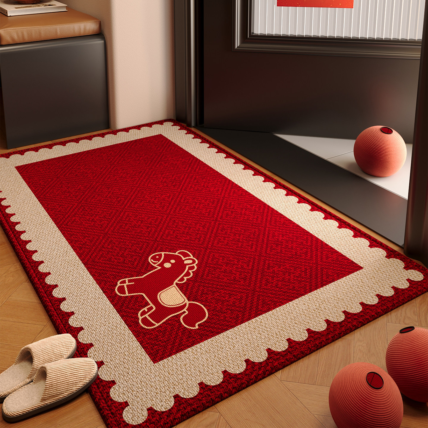 玄关门口进门防滑脚垫红色入户门地垫耐脏除尘免洗可裁剪地毯门垫,居家布艺,入户地垫,淘宝优惠券,粉丝福利购,淘宝优惠卷