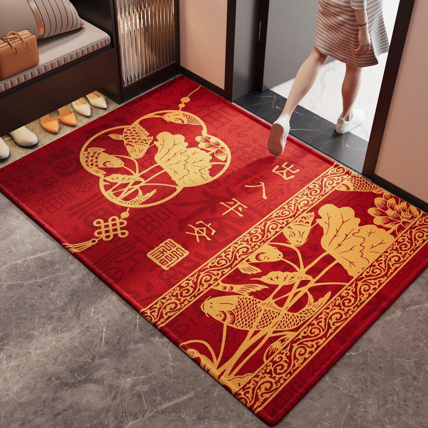 入户门地垫防滑脚垫喜庆耐脏除尘
