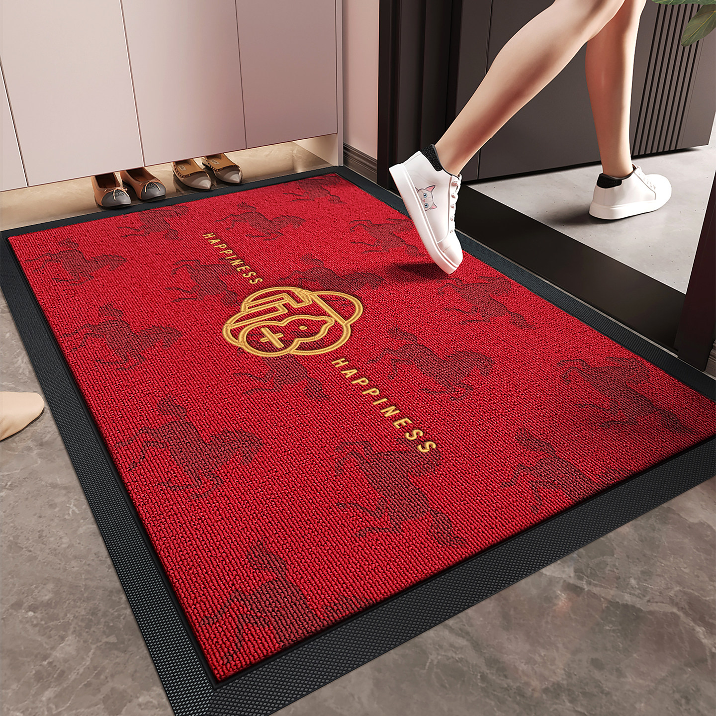 2026新款红色玄关防滑脚垫马年入户门地垫喜庆耐脏除尘高级感地毯,居家布艺,入户地垫,淘宝优惠券,粉丝福利购,淘宝优惠卷